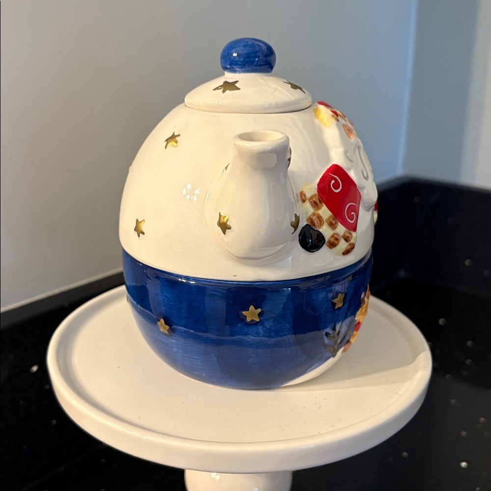 Sweet Teapot Tea for One Christmas Santa Reindeer Farmhouse Cottagecore - Picture 3 of 15